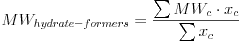 Hydrate formers molecular weight equation